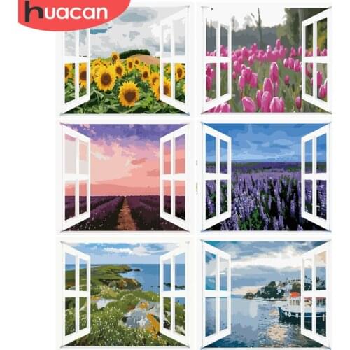 HUACAN Paint By Number Flower DIY Pictures By Numbers Landscape Kits Hand Painted Paintings Art Drawing On Canvas Home Decor