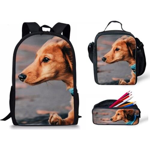 Customized School Bags For Teenage Girls Dachshund Printed Laptop Big Backpack Male Pencil Case Clutch Women Kawaii Kids Boy 3