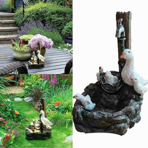 Animal Fountain Statue Duck Statue Animal Model Ornamental Multi-color Cascading Freestanding Garden Decor for Yard