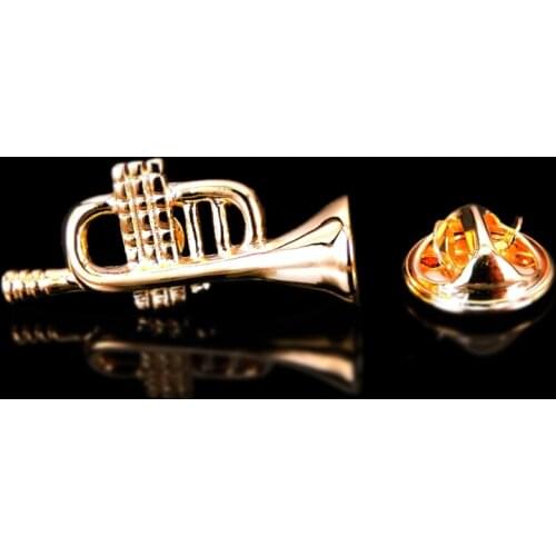 Classic style music equipment modeling gold trumpet Brooch mens Lapel Pin suit backpack badge jewelry retail wholesale