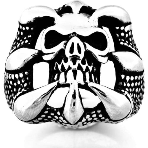 FANSSTEEL Stainless Steel Jewelry Claw Hold Skull Head Biker Ring FSR10W58