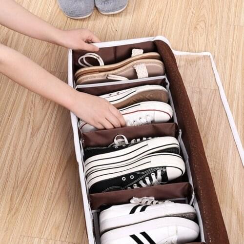Shoe Boot storage box case Organizer with Transparent Skylight and Zippered Shoes Compartment container Under Bed