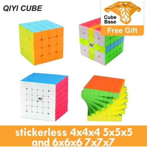 Qiyi Cube 2x2x2 3x3x3 4x4x4 5x5x5 6x6x6 7x7x7 Magic Cube Professional Stickerless Warrior S Cubo Magico Toys
