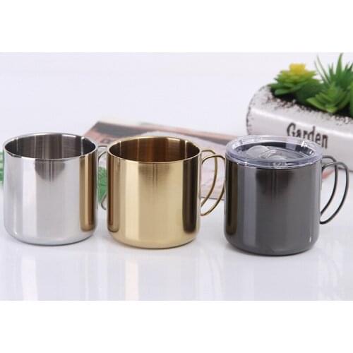 Mark Water Glass 1Pc Stainless Steel With Handle Simple Creative Gifts Coffee Beer Mugs for Home Hiking Portable Customized Cups