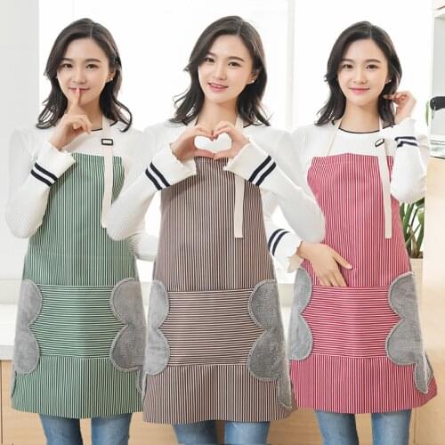 Fashionable apron female thin section breathable kitchen wipeable hands cooking work clothes oil-proof water home