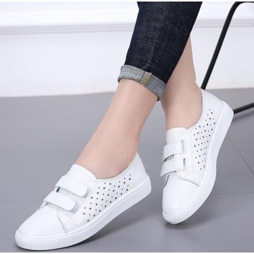 Women casual loafers shoes Genuine Leather ladies flats sneakers shoe Hollow female moccasins students set foot flat shoes