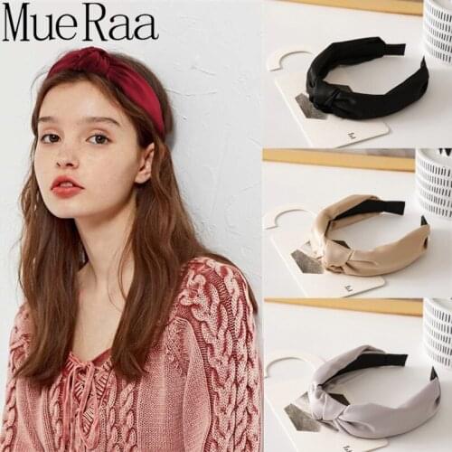 MueRaa Stain Bohemain Style Solid Color Wide Bezel Hairband For Women Girls Headband Hair Accessories Cross Elegant Headwear