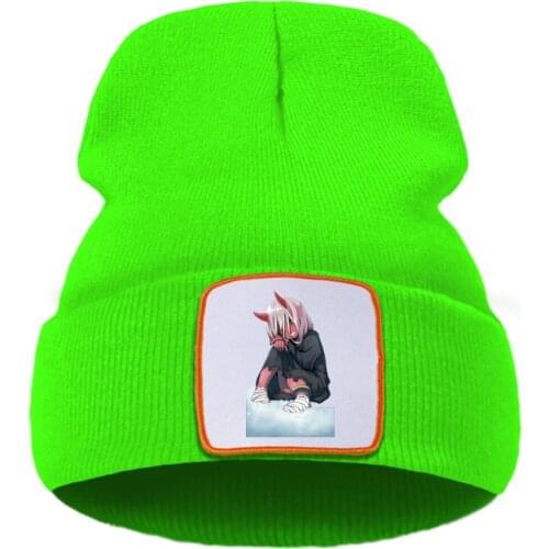Cartoon Cute Girl Funny Print Kawaii Ski Unisex Hats Thick Casual Beanie Hat Soft Fashion Knitted Hats Creative Quality Hat
