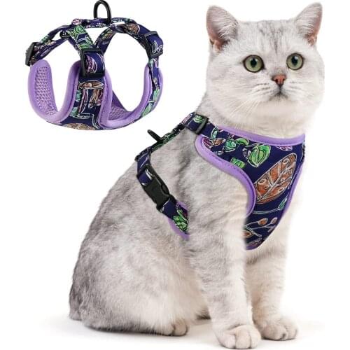 Cat Clothes Cat Harness for Walking, Escape Proof Adjustable Fashion Pet Vest Harnesses for Cats, Soft Mesh Breathable Kitten