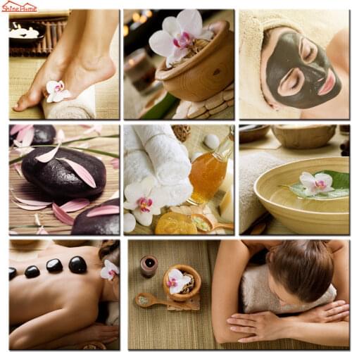 ShineHome-8pcs Wall Art Canvas Paintings Printing Spa Nail Salon Massage Body Artwork Decorative Panel Pictures Posters Prints