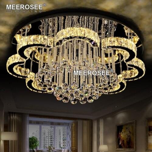New LED Modern Chandelier Crystal Lamps Round Flower LED Light Fixture Lustre Living Room Chandelier Lampadario Lights for Hotel