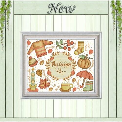 Autumn impression decor diy painting counted printed on canvas DMC 11CT 14CT kits Chinese Cross Stitch embroidery needlework Set
