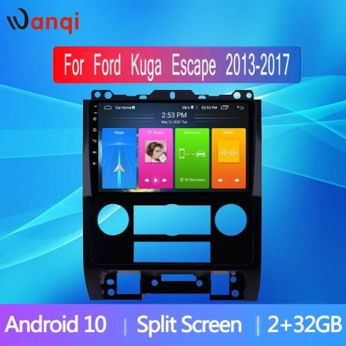Wanqi RDS Split Screen PIP Android10 radio GPS Navigation for Ford Kuga Escape 2013-2017 Stereo Multimedia Bluetooth WIFI NO DVD