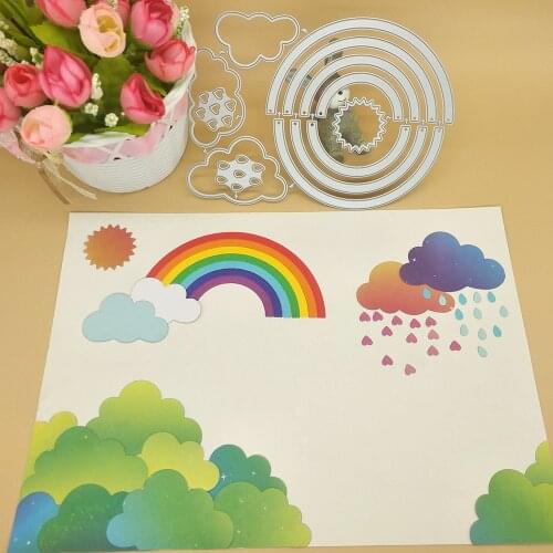 Rainbow clouds, sunshine, raindrops, metal cutting molds, scrapbooking, photo album decoration, DIY handmade art