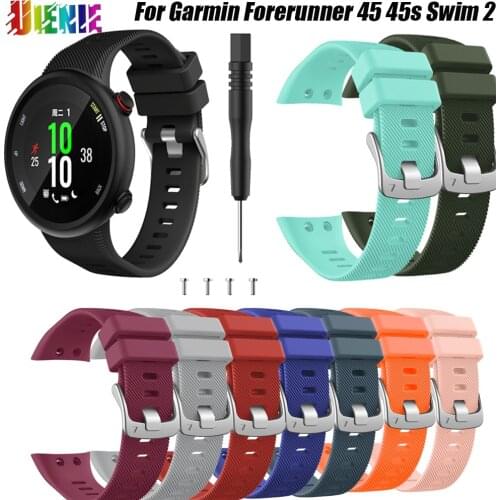 Silicone Replacement Wrist Strap For Garmin Forerunner 45S Classic Smart Watch Bracelet Accessories Wristband Silver Buckle
