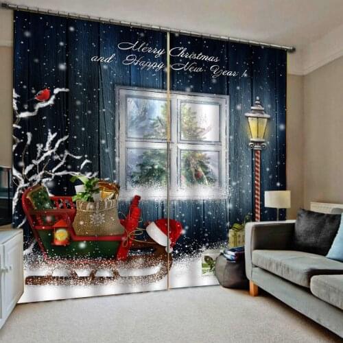 3D Merry Christmas curtain, 2 panels, polyester, 140x100cm / 55 x 39 in