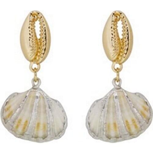 Handmade Elegant Shell Drop Earrings Romantic Simple Unique Ethnic Holiday Earrings For Women Fashion Jewelry Bijoux Femme