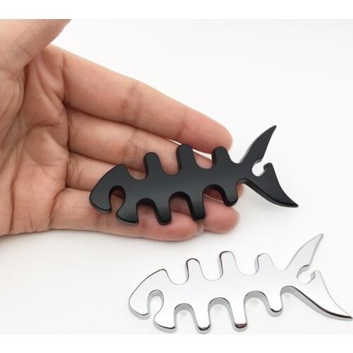 Car Styling 3D Metal Car Sticker Cool Fish Bone Logo Badge Emblem Tail Decal Motorcycle Car Accessories Automobile