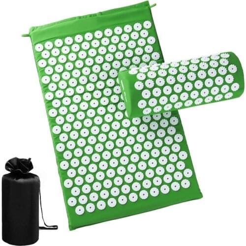 Acupressure Massage Pads Rug Acupuncture Mat+Pillow Back Neck Stress Relief Yoga Cushion Massager Relaxation