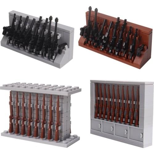Military WW2 Weapon Rack 98k Gun Shelf Rifle Accessories Building Blocks Army Soldier SWAT Police MOC Bricks Toys For Boys