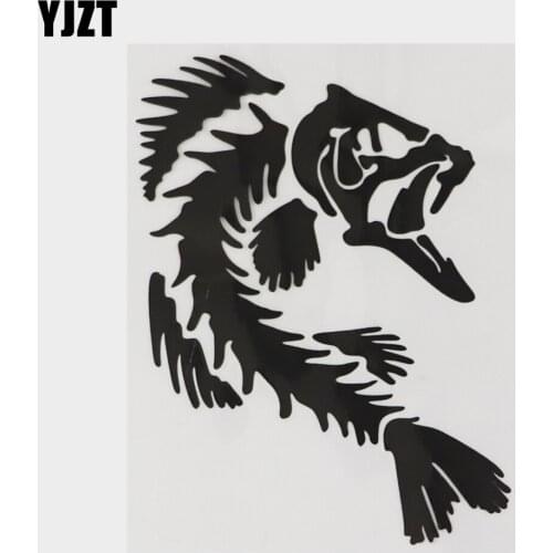 YJZT 10.5CM×14.5CM Ferocious Bone Fish Vinyl Car Sticker Decal Bumper Black/Silver 18A-0311
