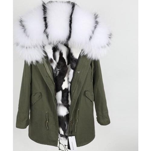 Middle Long Natural Real Colorful Fox Fur Parkas Mujer 2018 New Plus Size Loose Causal Winter Jackets Women Real Fur Coats