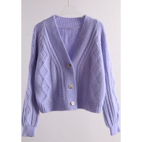 2021 Spring Autumn Cardigan Knit Sweater Jacket Womens Short Loose Knitting Coat Female Button Sweater Cardigan Matching Dress