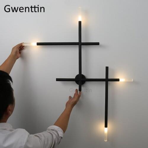Wrought Iron Wall Lamp Modern Cross LED Wall Sconce Light Fixtures Living Room Bedroom Bedside Lamp Industrial Lamp Loft Decor