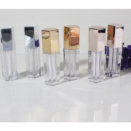 12/50pcs Empty Rose Gold Cosmetic Lip Gloss Wand Tube Gold Silver 5ml Lipgloss Bottle Transparent Refillable Lip Glaze Container