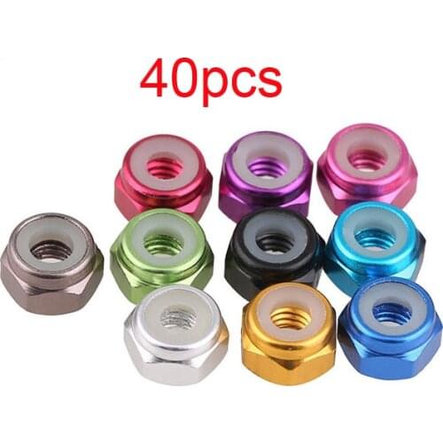 20PCS/40PCS Aluminum Alloy 4.5mm M2 Nut Lock Nut Locknut Anti-loose Screws Screw Cap for Tamiya Mini 4WD Racing Car DIY Acc