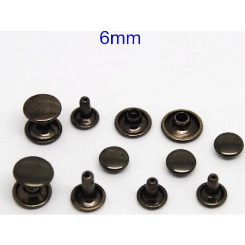 200 Sets 6mm DOUBLE SIDES Black Gunmetal Rivet Spike Studs,DIY Bags,Shoes,Clothing,Belt Round Rivets,Punk Style Fashion Findings