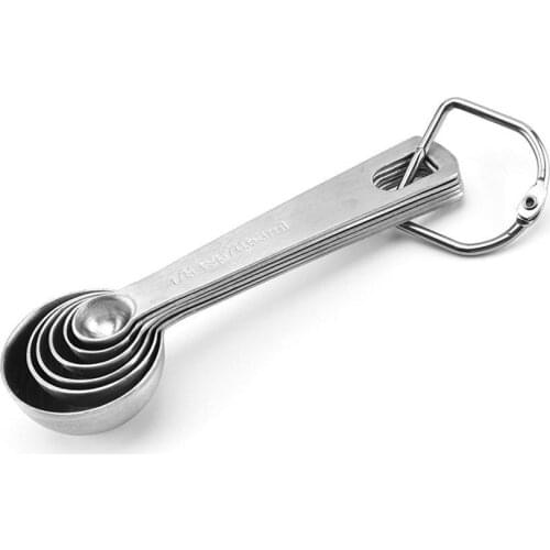 6pcs/set Stainless Steel Measuring Spoon Baking Tea Kichen Coffee Teaspoons Stainless Steel Tool Measure 430 U7K4