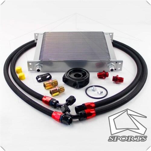 AN-8AN 30 ROW UNIVERSAL ENGINE TRANSMISSION OIL COOLER + FILTER SANDWICH KIT BK