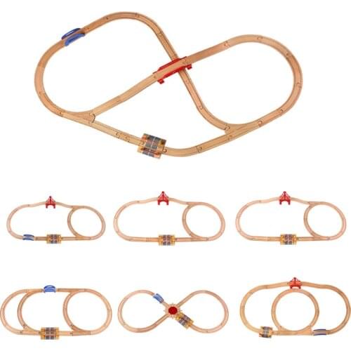 Wooden Train Track Set Circular Orbit Accessories Magnetic Small Train Puzzle Toys Wooden Railway For Kids