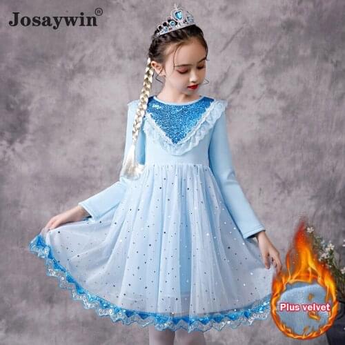 Children Clothes Dress for Girls Lids Long Sleeve Girl Dress Velvet Winter Mesh Wedding Princess Party Wedding Patchwork Kids