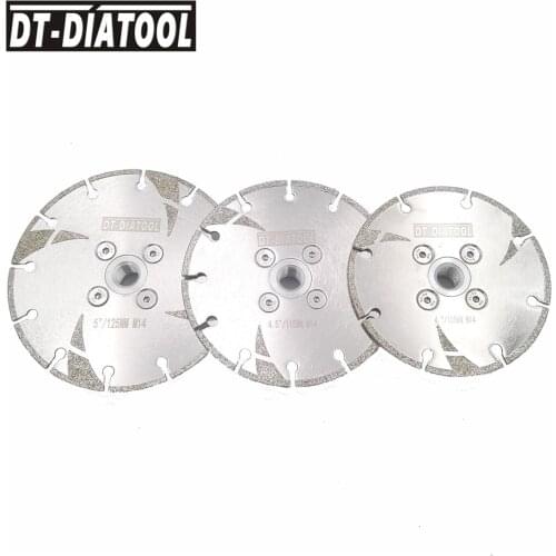 DT-DIATOOL 1pc Electroplated Reinforced Diamond Cutting Disc Saw Blade M14 Thread Diameter 4" 4.5" 5" for Marble Grinding Wheel