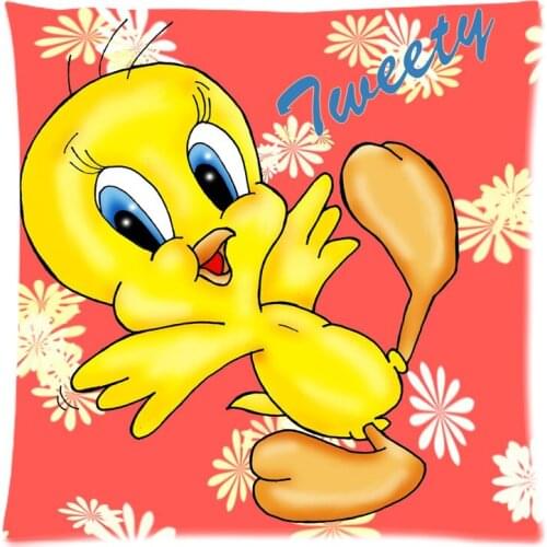 Hot Tweety Bird Background Two Side Printed Throw Pillow Case&Cotton Linen Cushion Cover 17.7"X17.7"(45 X 45CM)