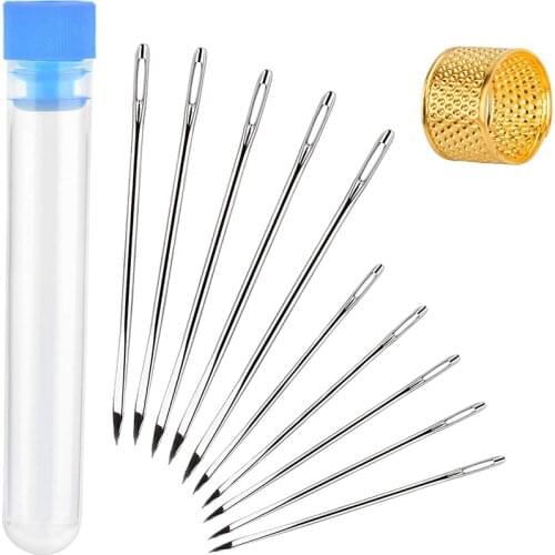 Imzay Large-Eye Leather Stitching Needle with 2 Different Professional Sizes Leather Sewing Sharp Needles for Leather Projects