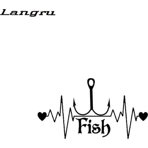 Langru Fishing Hook Heartbeat Lifeline Stickers Decals Motorcycle Vinyl Car-styling Accessories Decorative Jdm