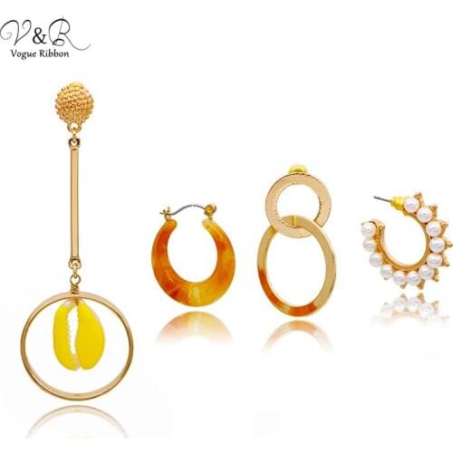 Gold Drop Earings Set Asymmetric Diamatch Design Geometric Earring Set Acrylic Tassel Earrings For Women New Trendy 2020 Jewelry