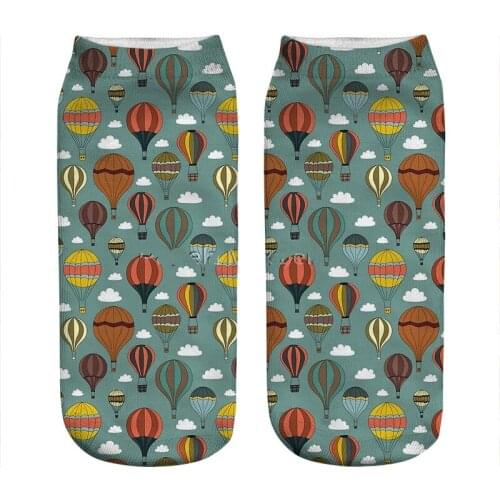 Womens socks kawaii Vintage Hot Air Balloons Printed Socks Woman harajuku Happy Funny Novelty cute girl gift Socks for women