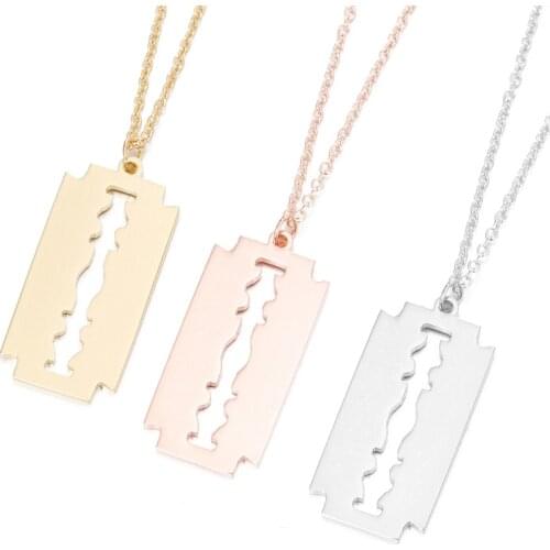 SMJEL Stainless Steel Shaving Blade Pendants Necklaces Women Razor blade Chain Necklace for Sister Friend New Year Gift