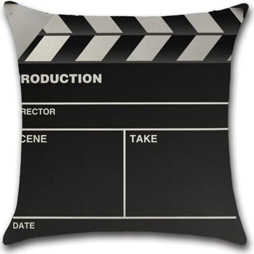 Hot Retro Cinema Movie Film Cushion Cover Linen Postage Stamp Decorative Pillows Cover For Sofa Chair Proverbs Throw Pillow Case