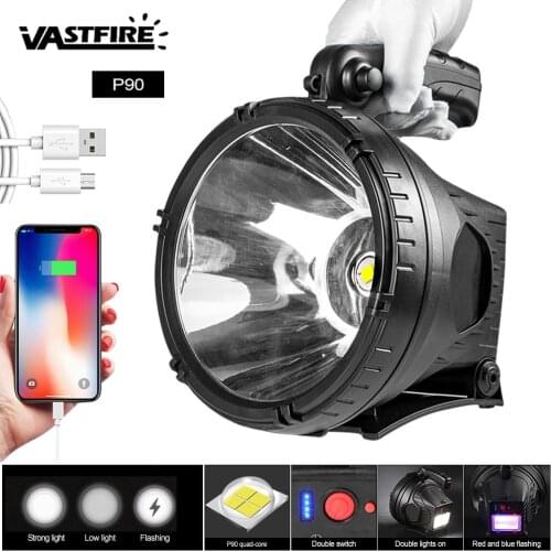 P90 20W 9000mA Portable Spotlights Flashlight Searchlight USB Rechargeable Outdoor Camping Lantern Electric Display Phone Power