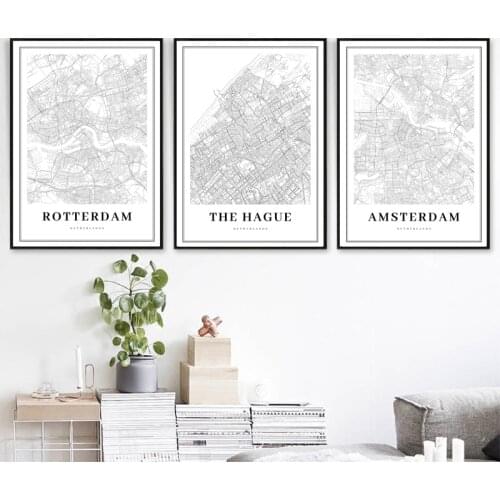 Netherlands Map Poster Prints Amersfoort,Dordrecht , Haarlem,Nijmegen,Delft Maps Canvas Painting Pictures Office Wall Art Decor