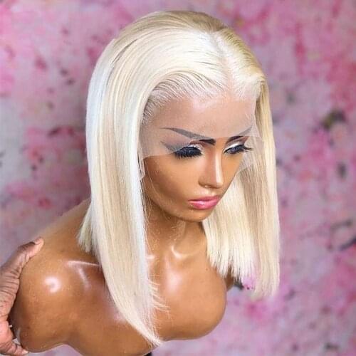 Pre Plucked Middle Part #613 Blond Synthetic Hair Short BOB Lace Front Wigs With Natural Hairline Heat Resistant For Women