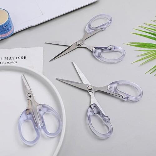 Transparent Household Craft Scissors For Crafting Simple Style School Office Tailoring Utility Knife Stationery Stainless Steel