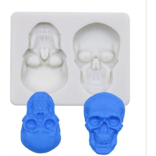3D Skeleton Head Skull Silicone DIY Chocolate Candy Molds Halloween Party Cake Decoration Mold Pastry Baking Decoration Tools