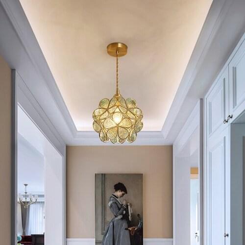 Nordic Modern Minimalist Corridor Lamp Corridor Lamp Balcony Lamp Net Red Copper Bedside Small Pendant Lamp Entrance Door Lamp