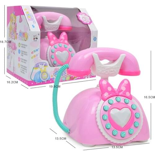 Vintage Telephone Landline Kids Pretend Play great Early Educational Toy for kids can speak in both chinese and english- Pink